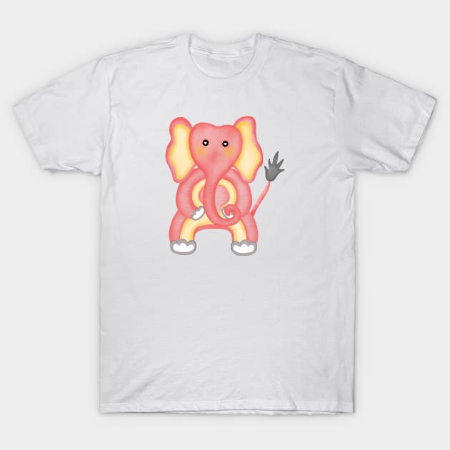 Cute pink elephant exercise. T-Shirt by Onanong art design shop.